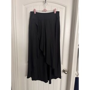 HALARA Breezeful High Waisted High Low Ruffle Flowy Maxi Skirt‎ L Black